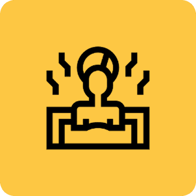Person sitting at a desk icon.