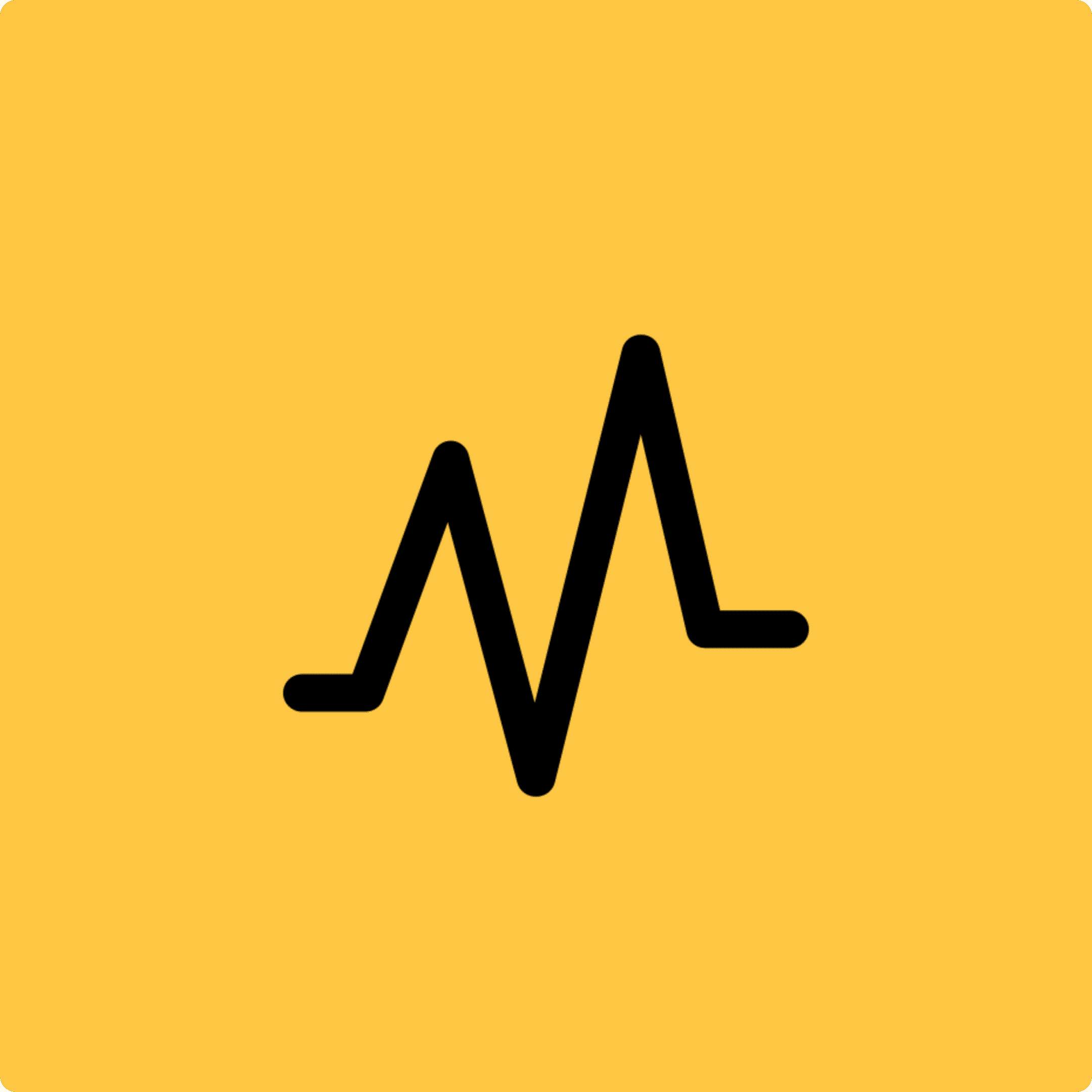 Black waveform icon on yellow background.